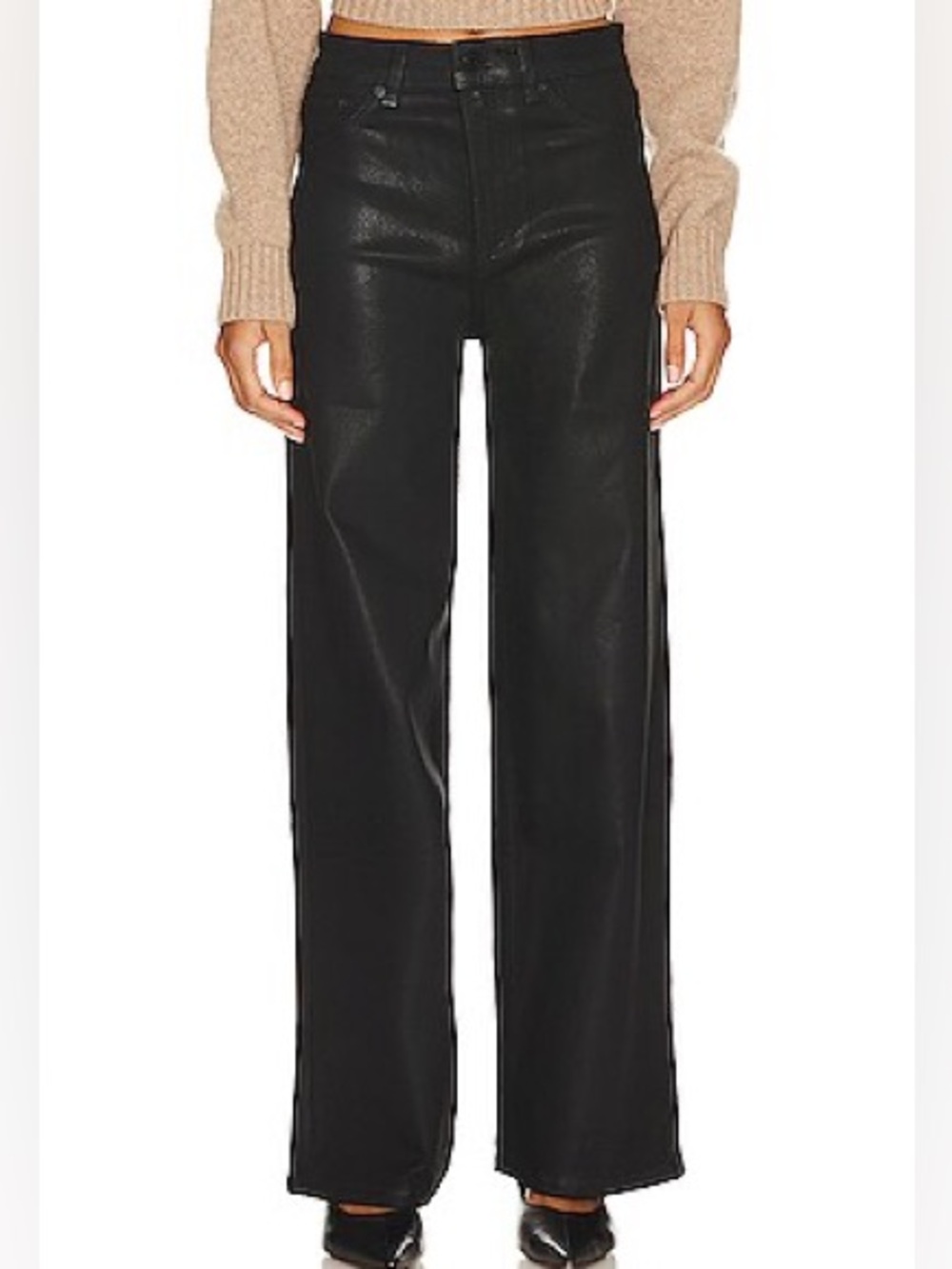 Rails Getty High Rise Wide Leg Pant in Coated Noir
